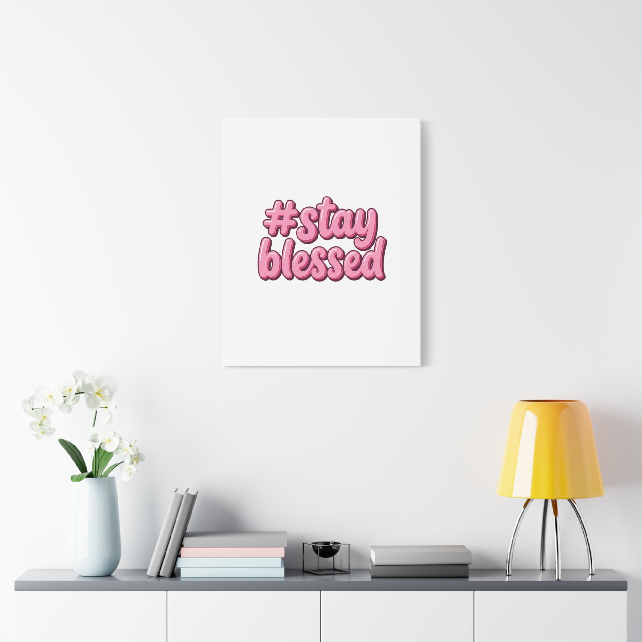 Stay Blessed Canvas, Christian Easter Scripture Wall Art | Pastel Faith Decor