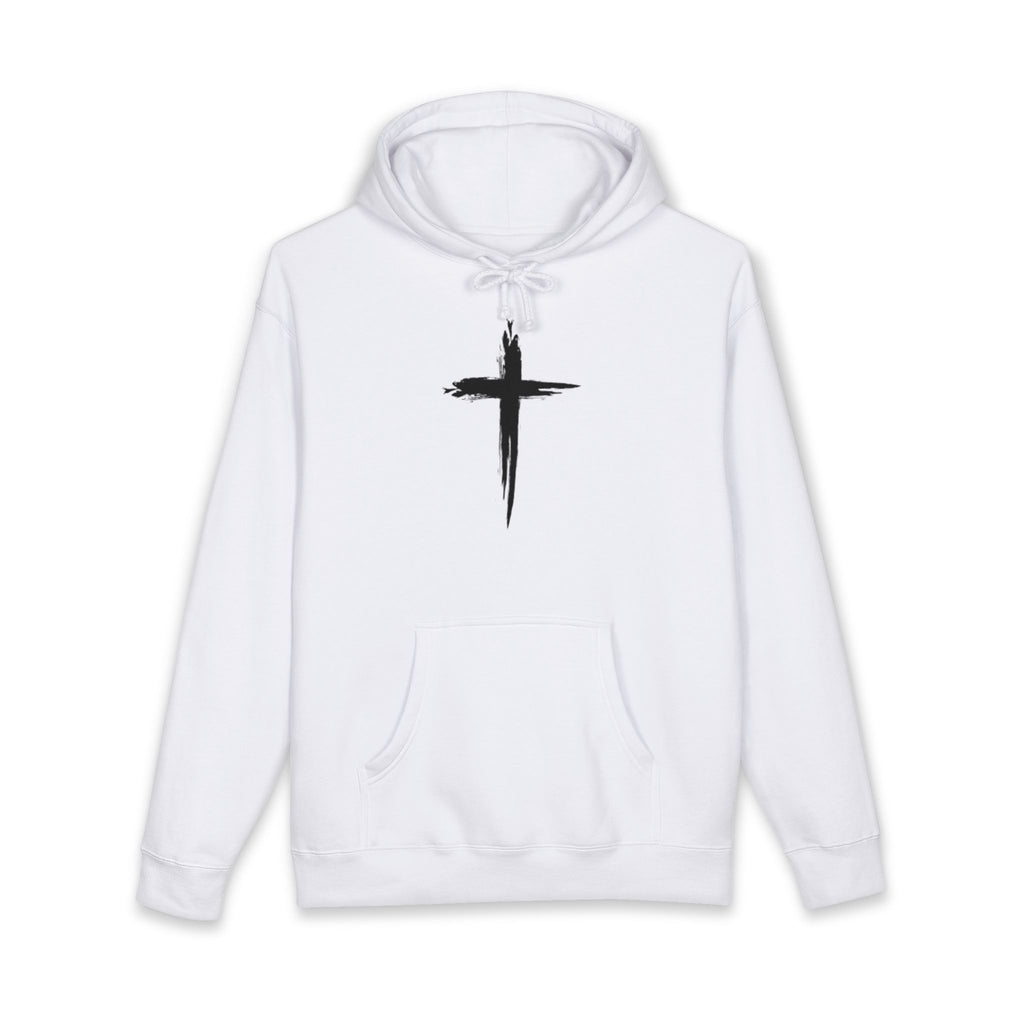 Christian Cross Hoodie - Minimal Brushstroke Cross Pullover
