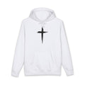 Christian Cross Hoodie - Minimal Brushstroke Cross Pullover