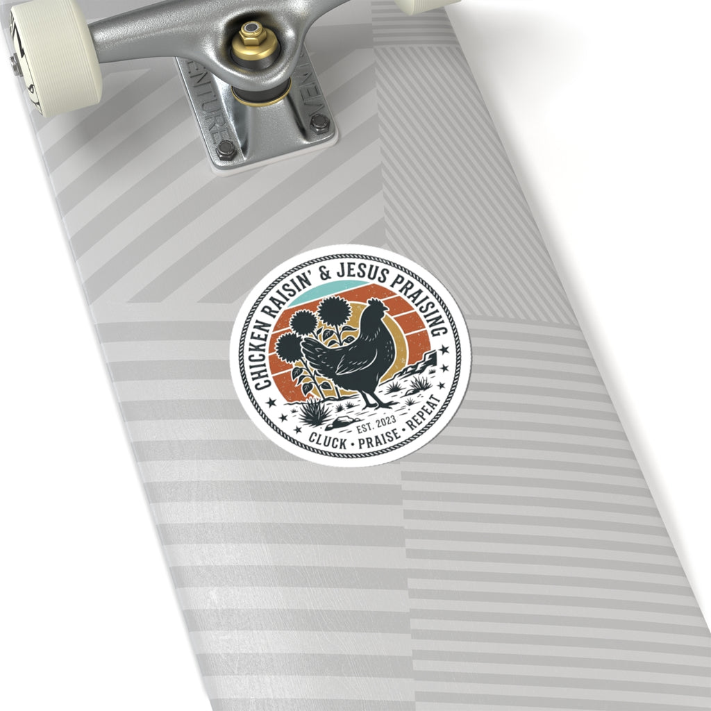 Chicken Raisin & Jesus Praisin Sticker | Western Americana, Vintage Ranch
