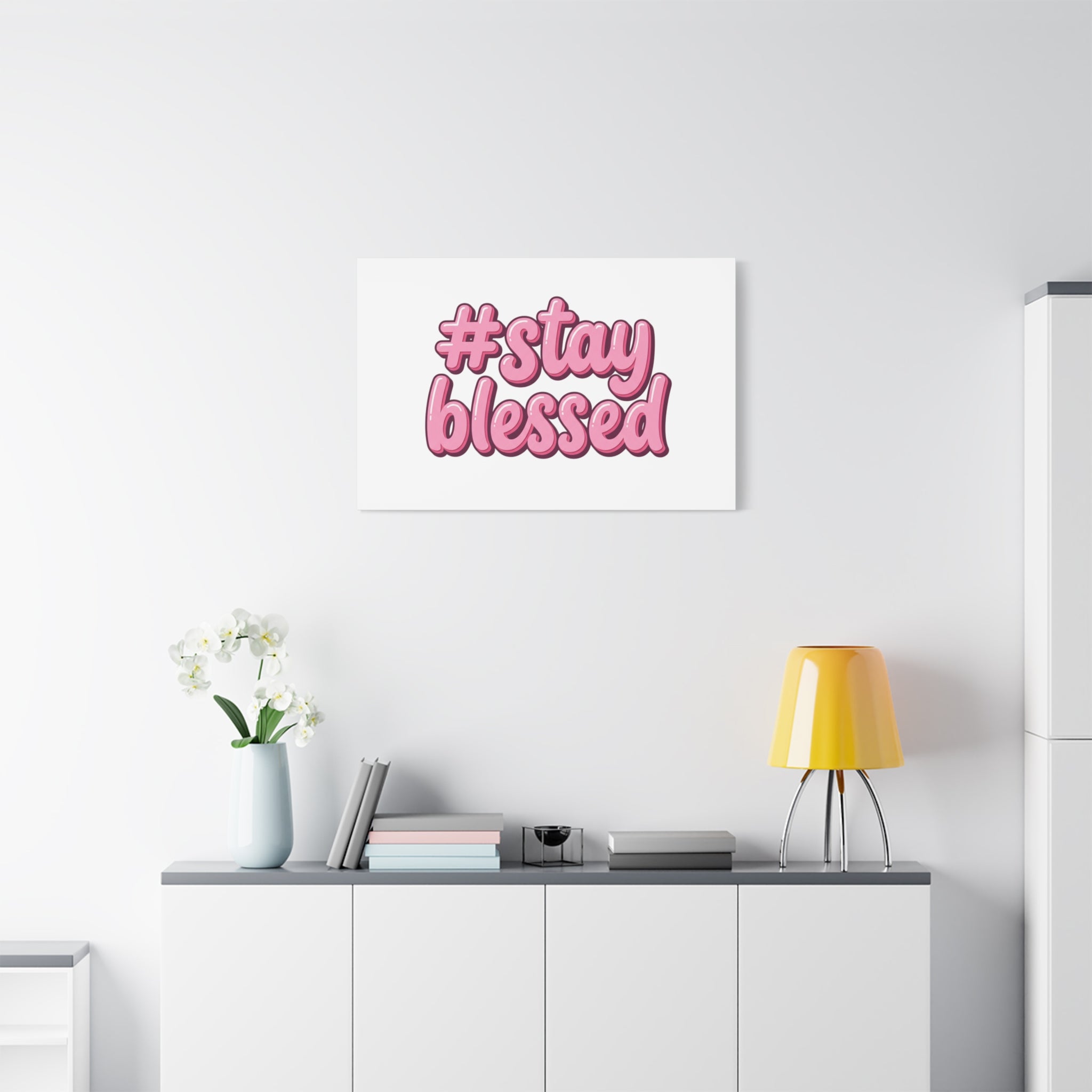 Stay Blessed Canvas, Christian Easter Scripture Wall Art | Pastel Faith Decor