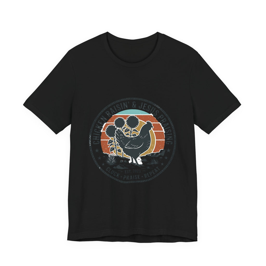 Chicken Raisin & Jesus Praisin Vintage Western T‑Shirt | Americana Cowboy Rodeo