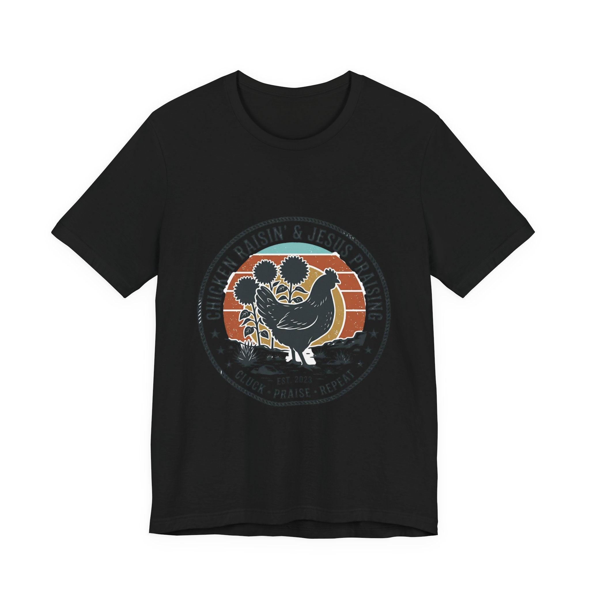 Chicken Raisin & Jesus Praisin Vintage Western T‑Shirt | Americana Cowboy Rodeo
