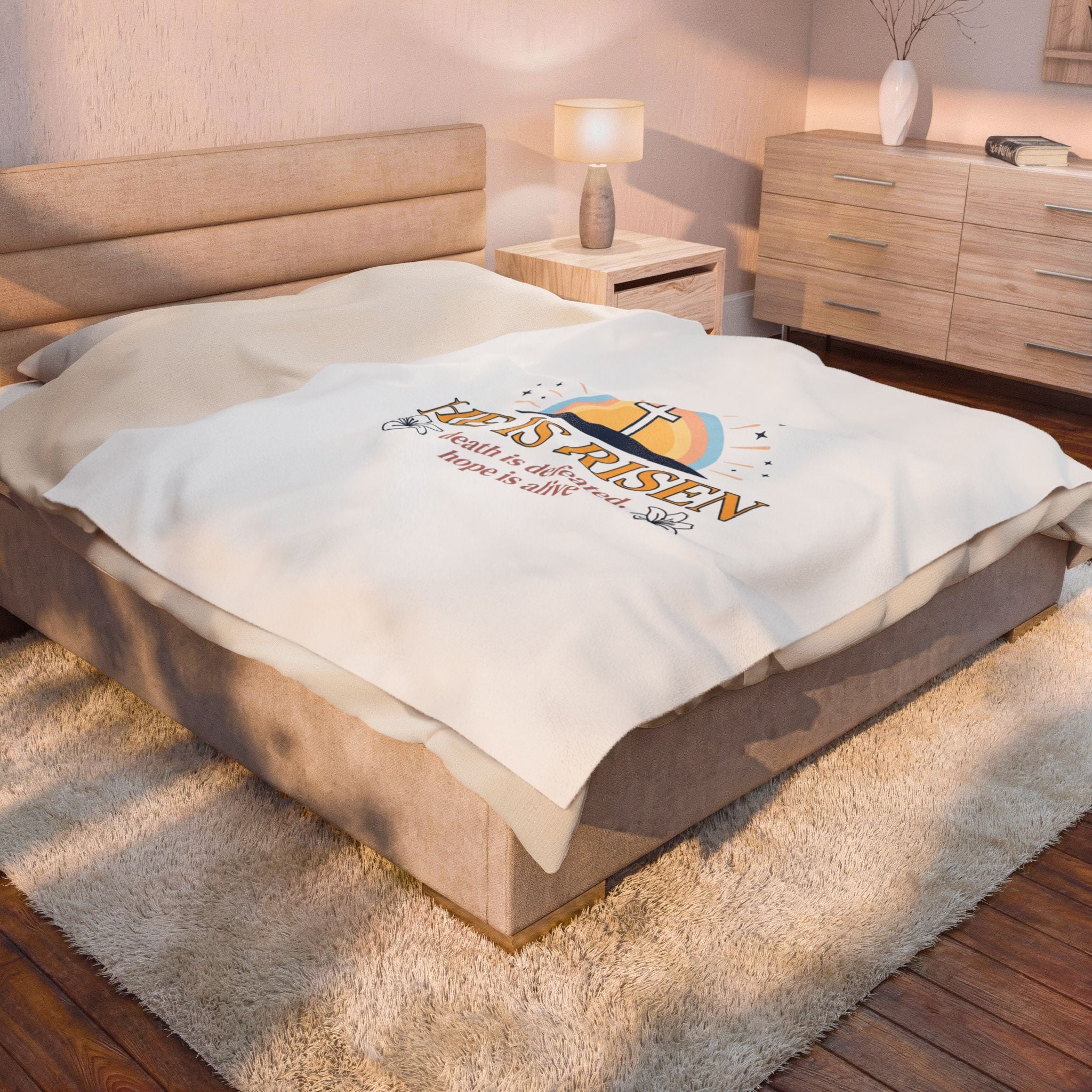 He Is Risen Velveteen Plush Blanket | Christian Easter, Resurrection