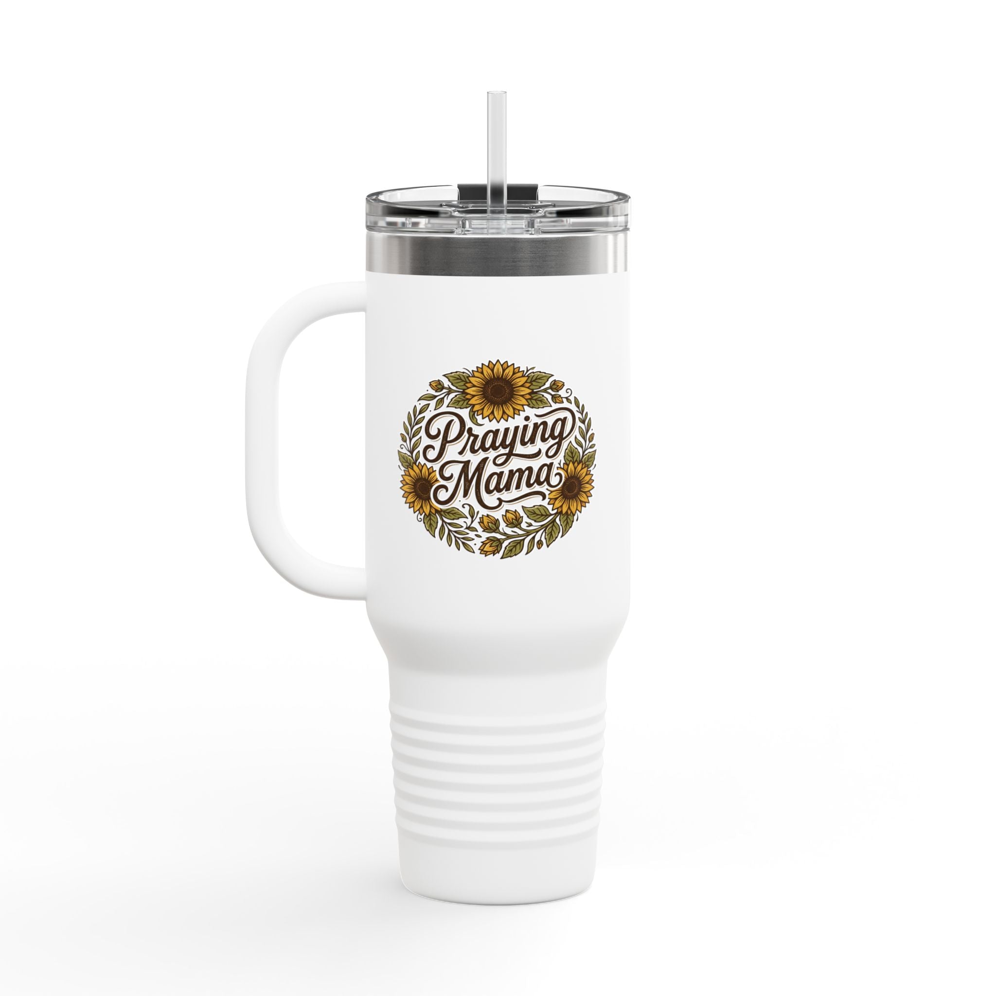 Praying Mama 40oz Insulated Travel Mug with Sunflower Design