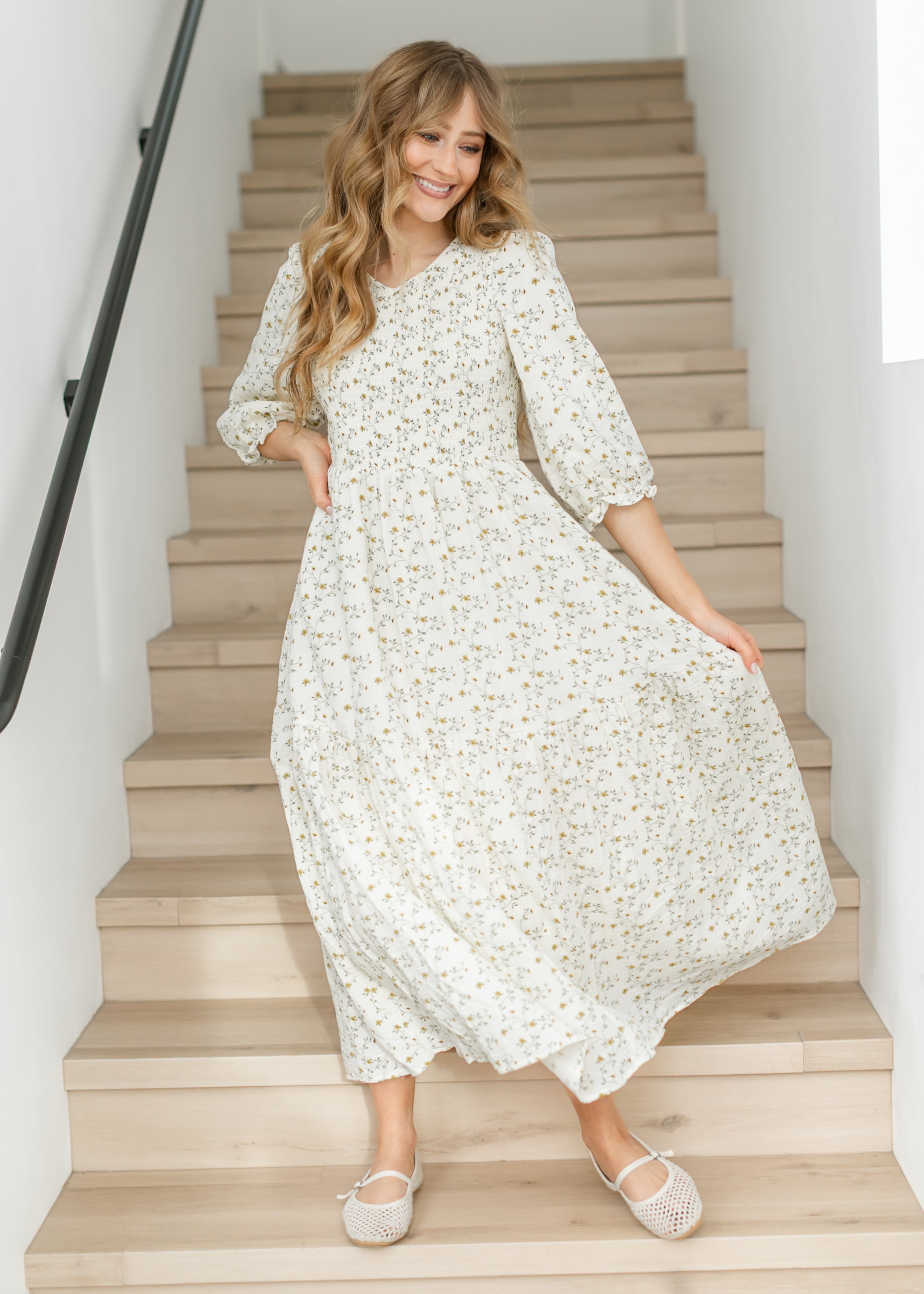 Flora Smocked Midi Dress